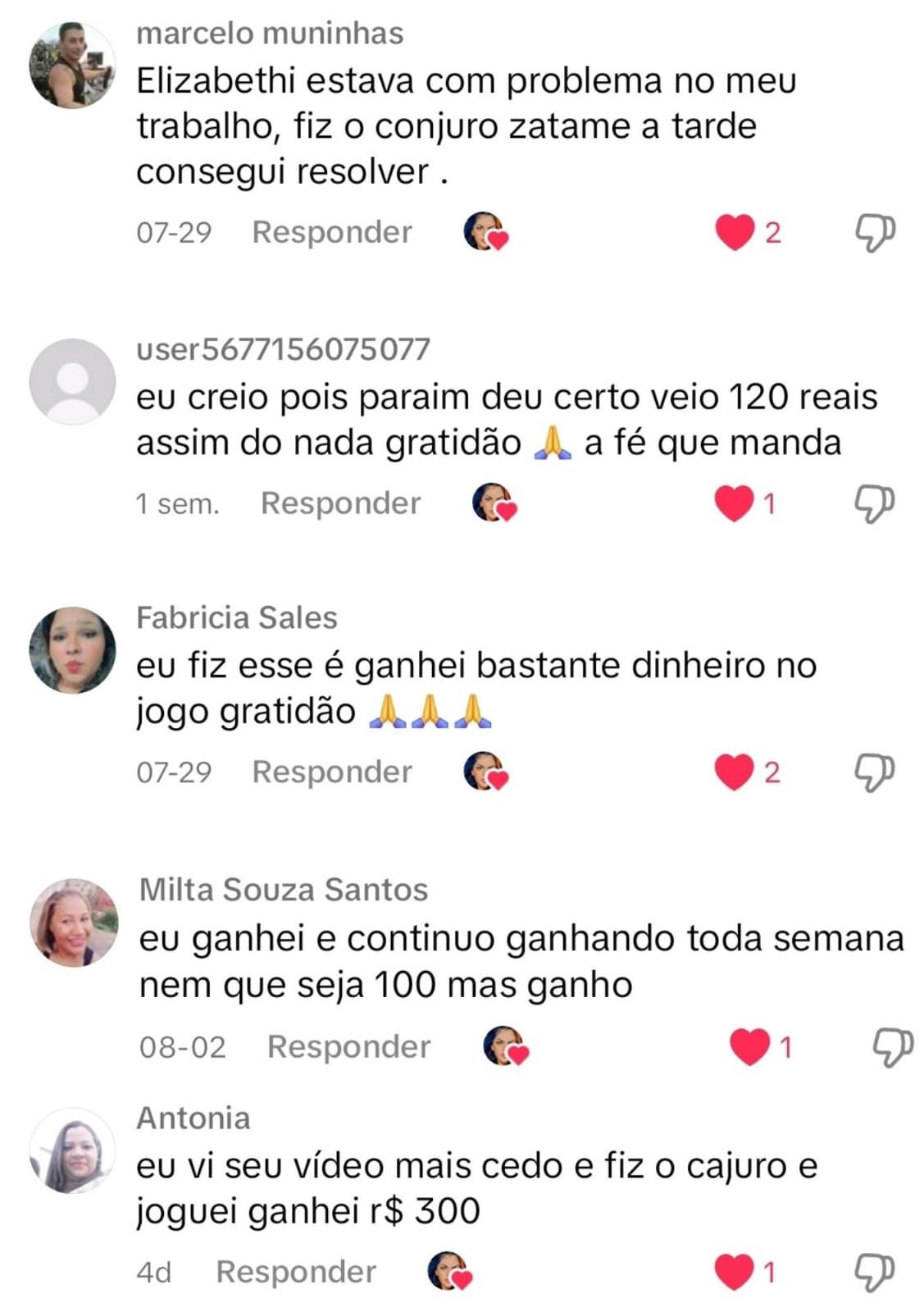 depoimentos de conjuros